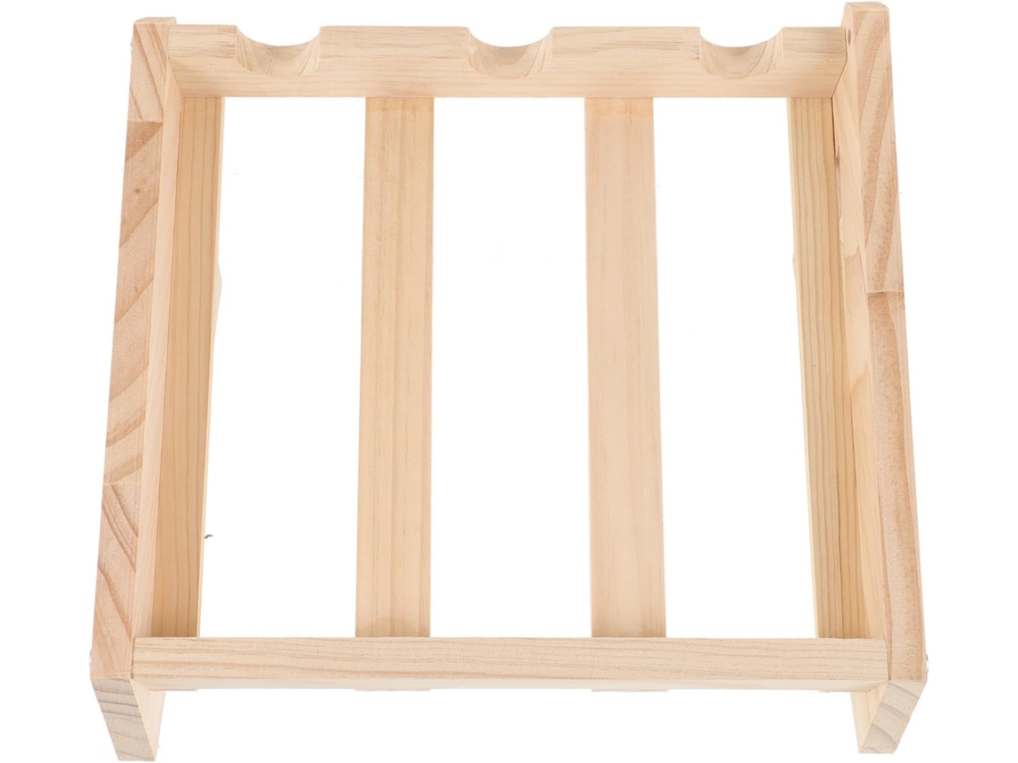 Botellero De Madera Natural Para 3 Botellas, Organizador De Vino Compacto
