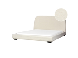 Cama con Somier Roisel Bouclé BELIANI Bouclé Beige (181x226x101)
