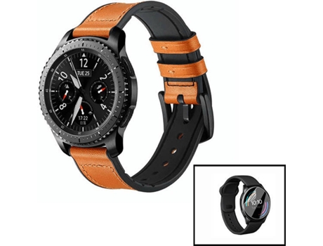 Correa + Protector de Hydrogel PHONECARE Premium SiliconLeather TicWatch Pro 3 Marrón y Negro