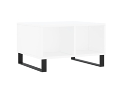 Mesa de centro con 4 compartimentos, diseño moderno y contemporáneo, 60 x 50 x 36,5 cm, madera industrializada blanca y metal, Dec037916