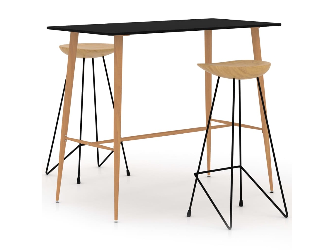 vidaXL Juego de mesa alta y taburetes de bar 3 piezas negro