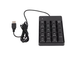 Teclado numérico USB Baoj-2026 com 19 teclas, sem fio, portátil, preto, para laptop, escritório, banco e supermercado.