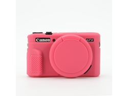 Tapa de objetivo de silicona CHRUI para Canon Powershot G7 X Mark II, roja y rosa.