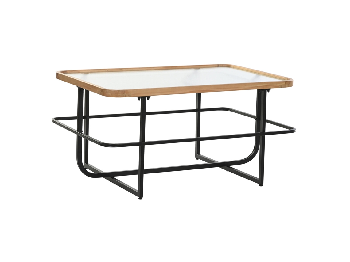 Mesa Centro Metal Cristal Negro 90x60x46cm