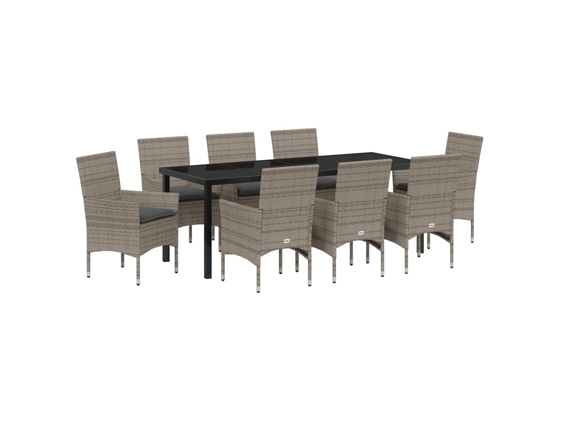 Maison Exclusive - Conjunto De Comedor De Jardín 9 Pcs Gris Ratán Sintético