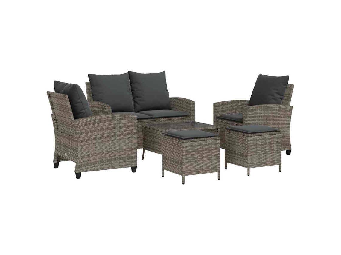 Maison Exclusive - Conjunto De Sofá De Jardín De 6 Piezas Con Cojines, Poliratán Gris