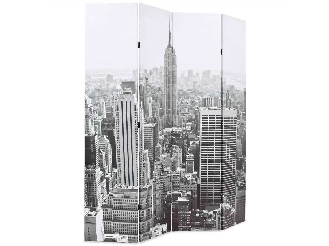 Biombo plegable | Separador de ambientes | Biombo diurno New York 160x170 cm Blanco y negro