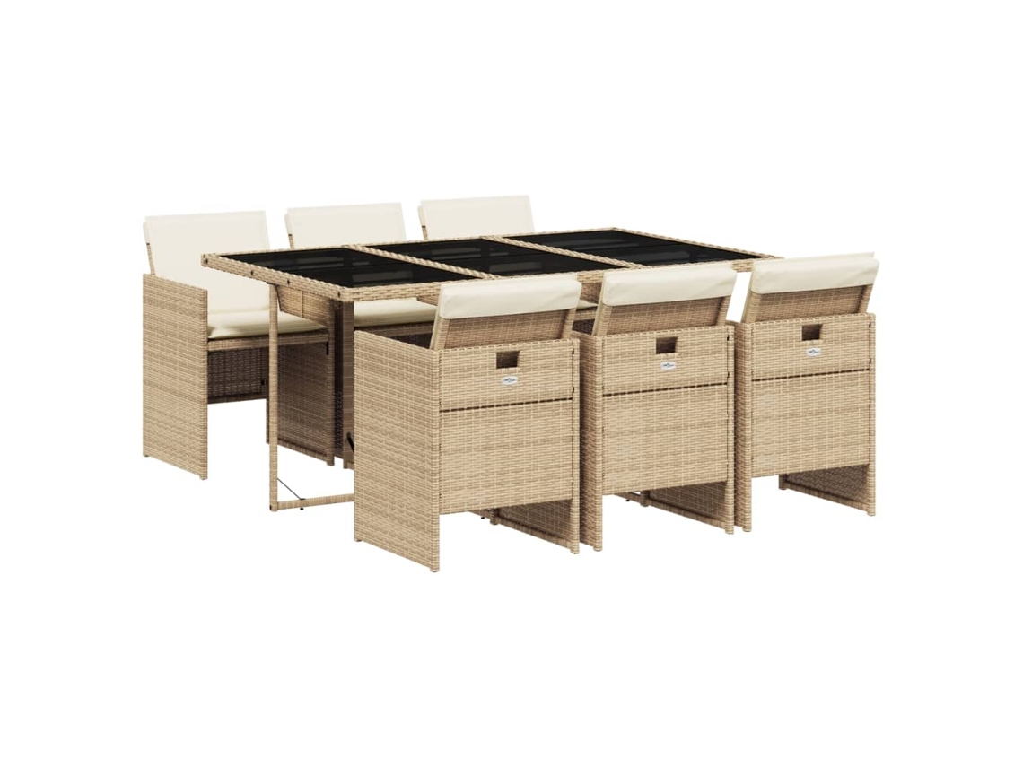 Maison Exclusive - Set Comedor De Jardín 7 Pzas Con Cojines Ratán Sintético Beige