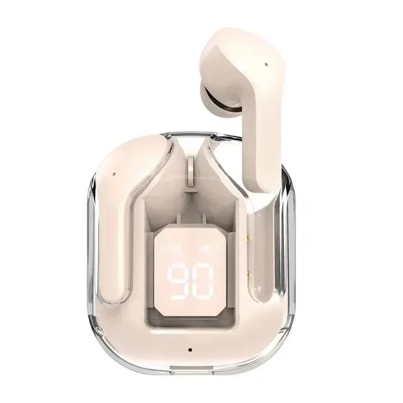 Fones de Ouvido Bluetooth Verdadeiramente Sem Fio com Visor Digital, Som Estéreo, Cancelamento de Ruído e Microfone. MDUG (rosa)