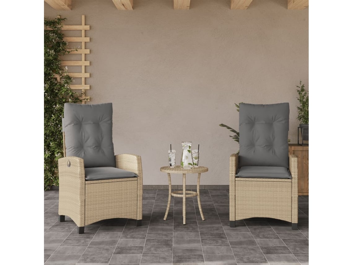 Sillas de jardín reclinables de 2 piezas DKD Home Decor con cojines beige combinados