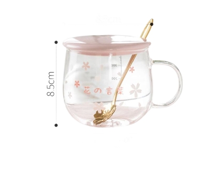 Taza XGF Taza de cristal del estilo de Japón Lindo rosado Kawaii Webware Leche café taza de agua oficina oficina delicada con taza de la flor de ce...
