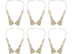 Guirnalda de rosario de madera natural, 12 piezas, pompones resistentes, decoración de pared, estilo rústico, sala de estar, aniversarios, GOKOCO