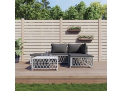 Conjunto de muebles de jardín con cojines, acero blanco, Dkd Home Decor