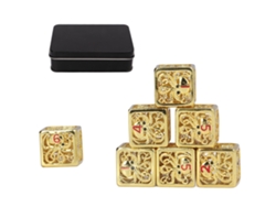 Set De 7 Dados Metálicos Huecos Con Patrón De Pulpo Cuadrado Para Juegos De Rol Fiesta Día Festivo Cobre Rojo Y Oro