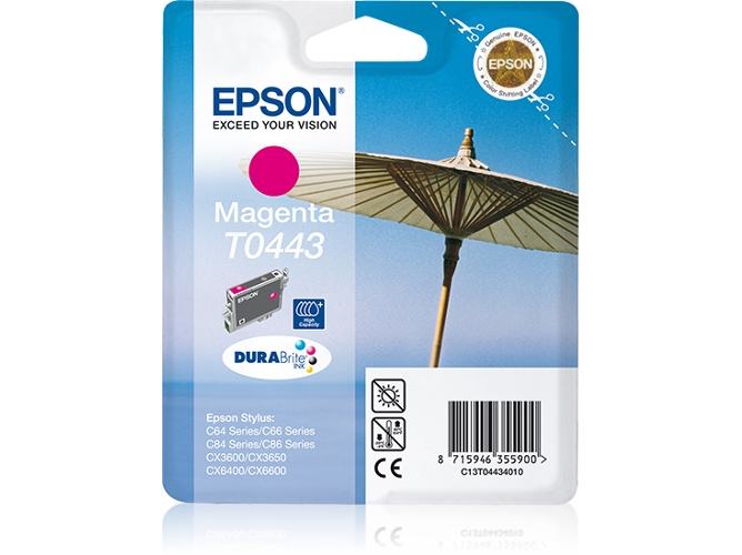 Cartucho de tinta original EPSON T0443, Sombrilla 13 ml , Magenta, C13T04434010