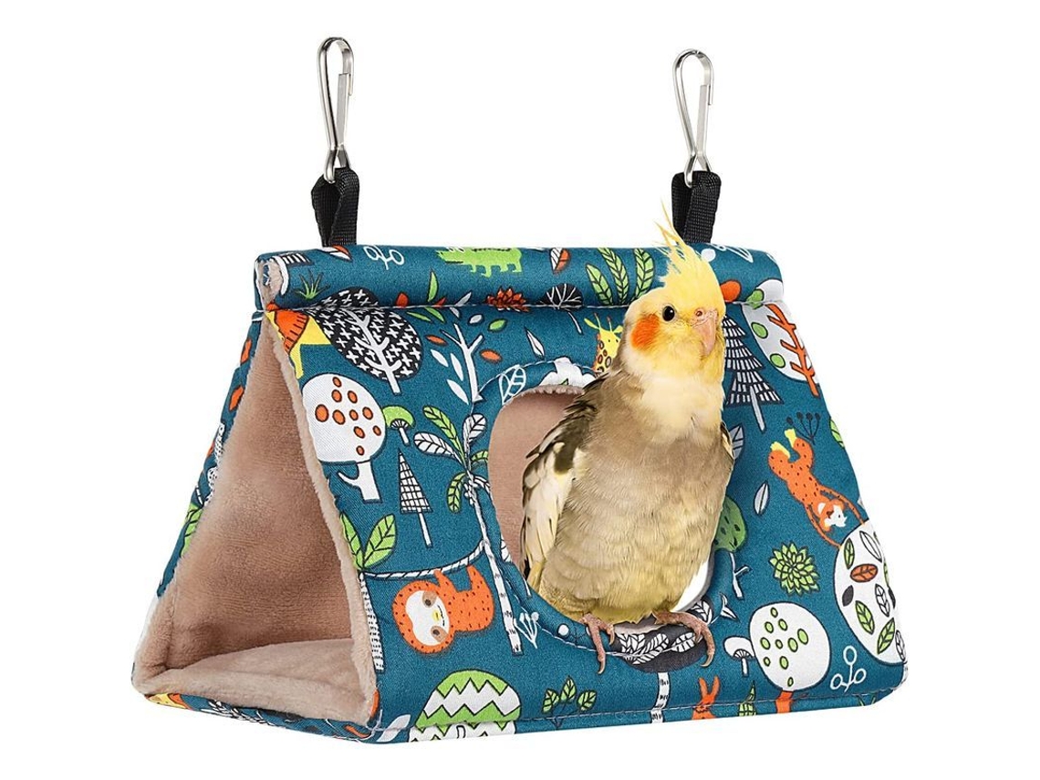 Nido colgante para aves con plumas, cama acogedora para periquitos medianos y grandes, jaula de plumas suaves, refugio cálido.