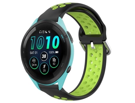 Correa de reloj inteligente para Garmin Forerunner 265 22 mm Correa deportiva de silicona perforada transpirable (negro + lima)