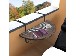Mesa de jardín LOVELY HOME para balcón suspendida con mosaico en terracota y blanco (76 x 56 x 64 cm)