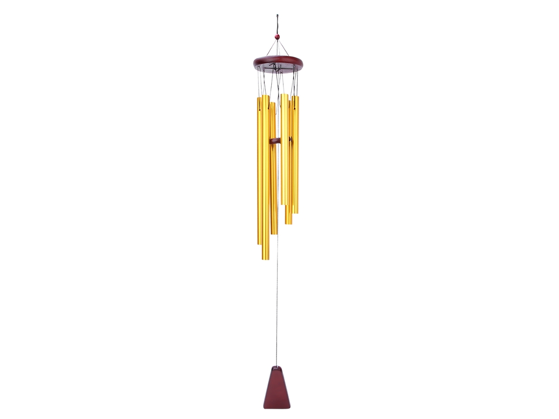 Campanilla de viento dorada de 6 tubos. Regalo ideal para Navidad, cumpleaños o el hogar.