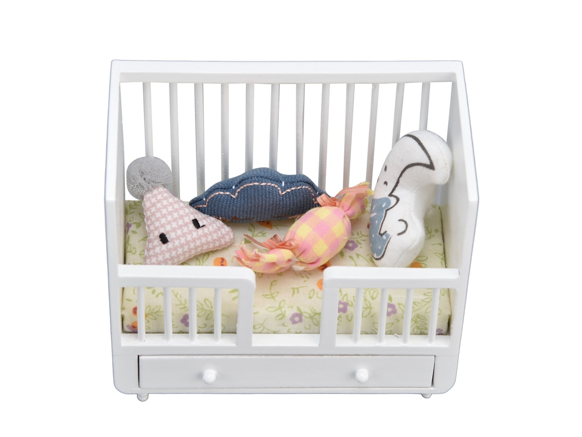 20du26 Cama miniatura de madera para muñecas, hecha por uno mismo, para casa de muñecas, con cajón y cojines.