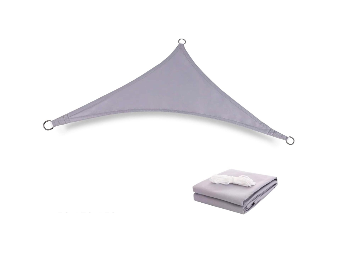 Vela de sombra triangular impermeable, resistente al viento y a los rayos UV MDUG (gris claro)