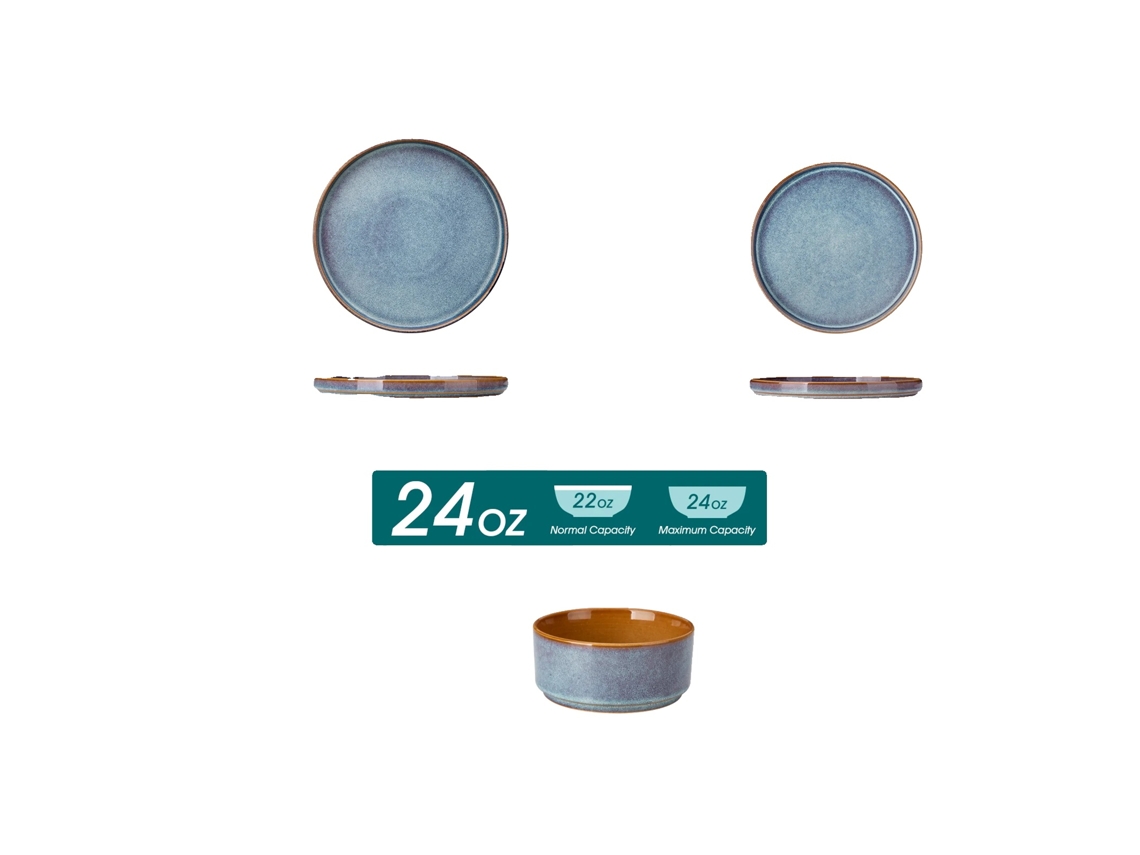 Juego de vajilla, diseño elegante, material ecológico, azul, 12 piezas