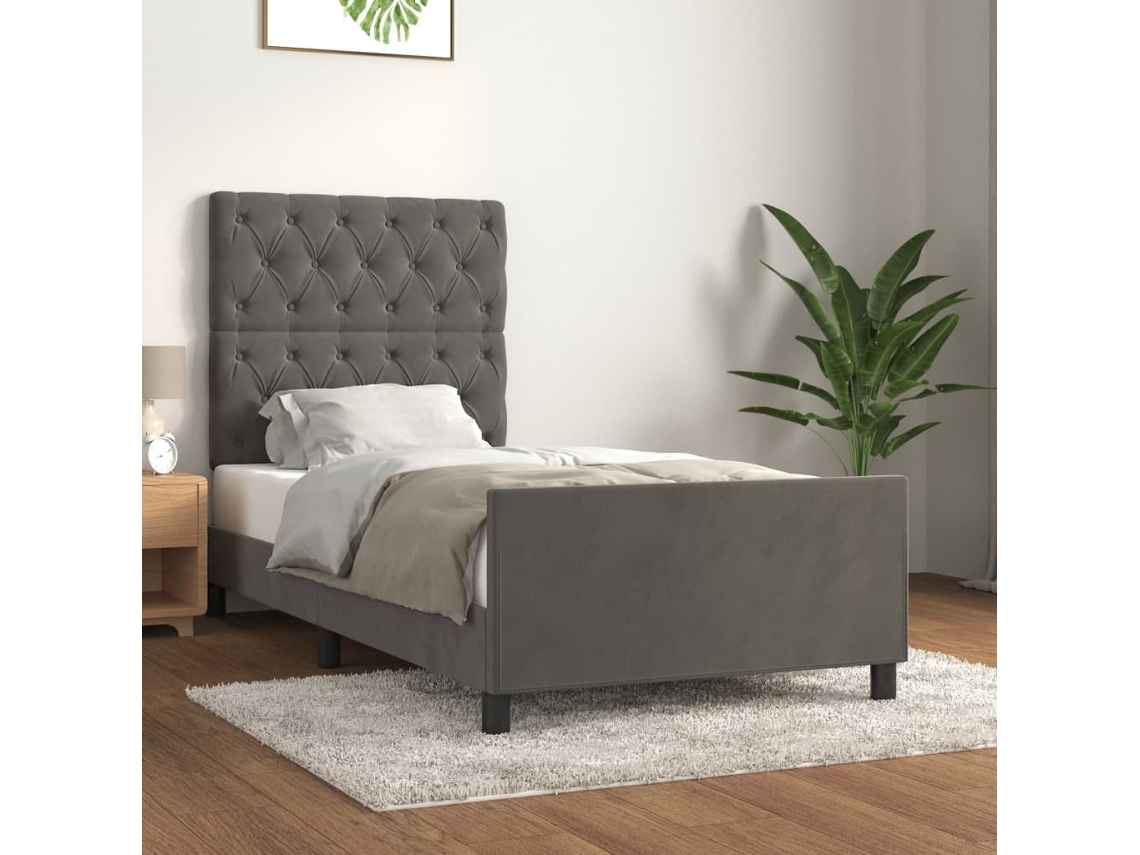 Estructura De Cama Sin Colchón Terciopelo Gris Oscuro 80x200 Cm