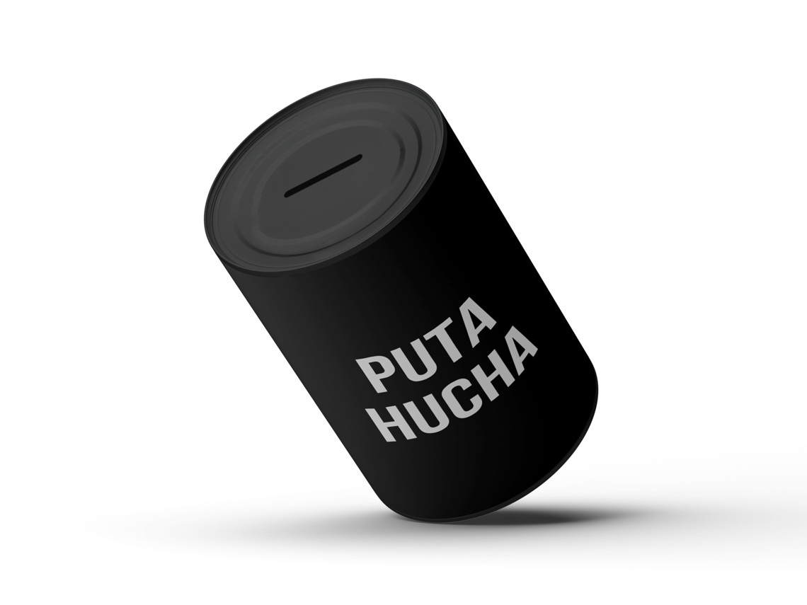 Hucha original con mensaje Hucha grande para adultos de acero Hucha lata para regalo Medidas: 13 x 20 centímetros Español FISURA