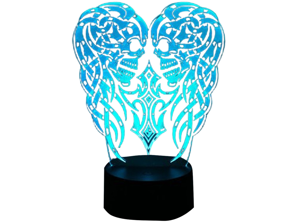 Luz Noturna 3D De Halloween - Control Remoto Negro - Caveira 238 JEIIBRZUI