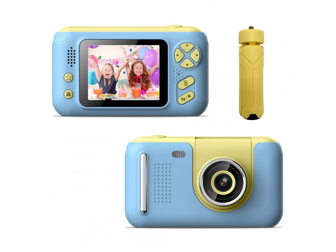 Máquina Fotográfica Infantil Hd 20 Milhões de Pixels Gravador de Vídeo 180 Graus de Rotação Pequena Fotográfica Slr Azul GERTIZ