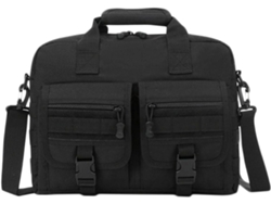 Bolso Para Portátil De Nailon Negro, Multifuncional, Con Correa Ajustable Para El Hombro Y Diseño Sencillo.