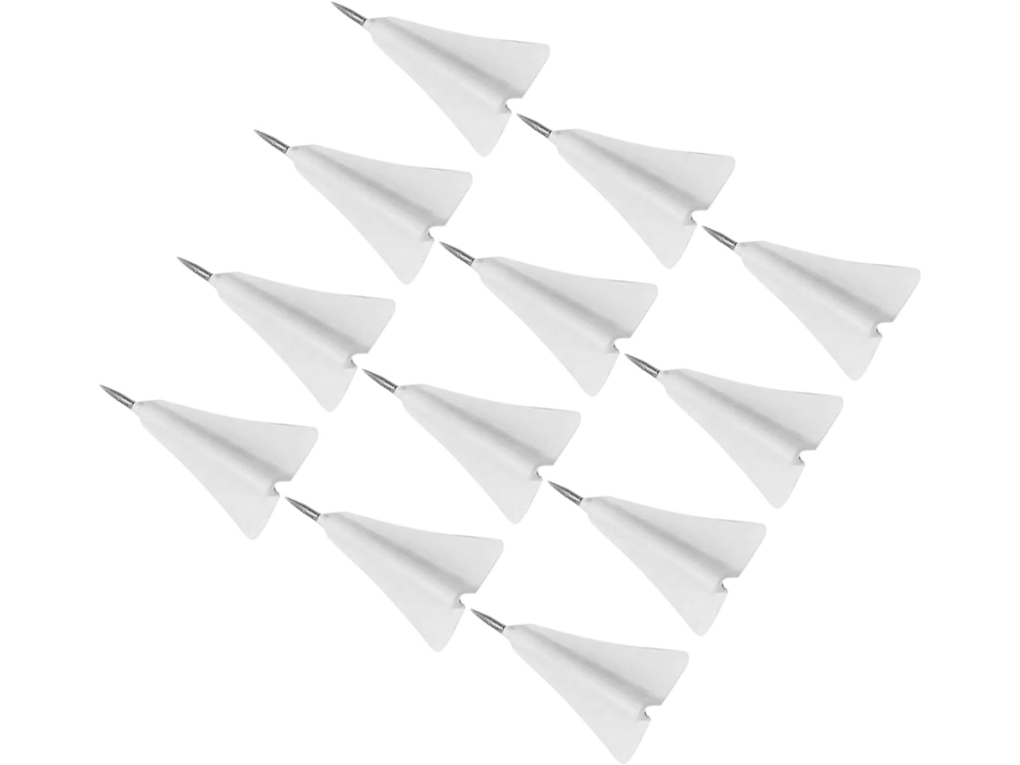 Chinchetas Decorativas Con Forma De Avión, Fáciles De Guardar Y Que No Se Sueltan, Hechas De Abs Y Acero Blanco, 12