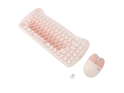 Conjunto De Teclado Sem Fio 2.4g Com 84 Teclas E Rato 4 Botões Cor Vibrante Design Ergonomico Cute