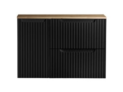 Mueble bajo lavabo Newport mural con 2 cajones MDF 80x60x40 cm - Roble/Negro