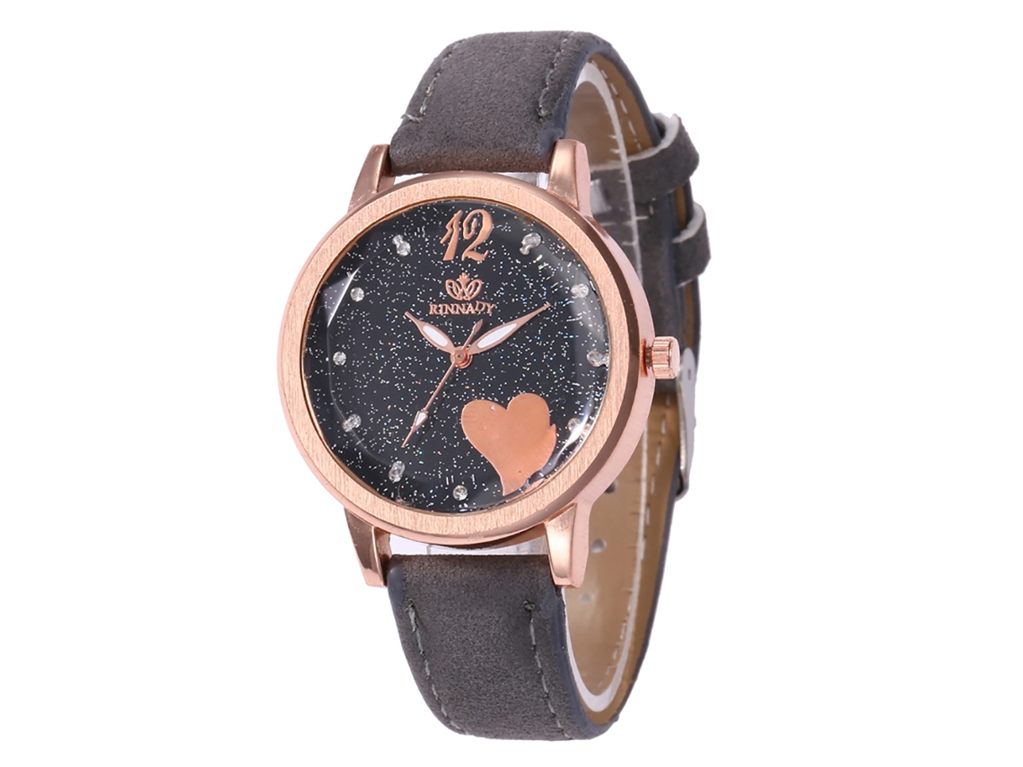 Reloj De Pulsera Analógico Unisex De Piel Gris, Estilo Moderno, Con Movimiento De Cuarzo.