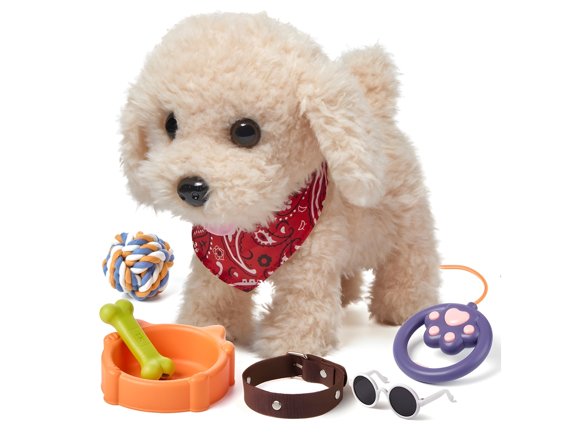 Bj-brinquedo De Cachorro De Pelúcia Interativo Tumama 7 Peças Com Coleira E Acessórios, Controle Por Voz/tato, Presente Para Crianças De 3+ Anos