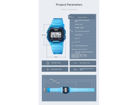 Relojes de pulsera deportivos impermeables electrónicos digitales multifuncionales Relojes para estudiantes-banda blanca transparente LUUCOZK