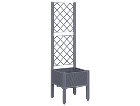 Jardinera con enrejado PP gris VIDAXL (40 x 40 x 142 cm)