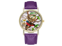 Reloj De Pulsera Casual De Moda Zhoulianfa Con Correa De Cuero Morado, Movimiento De Cuarzo, Unisex.