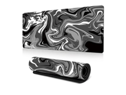 Alfombrillas de ratón Yuysan de goma con diseño abstracto fluido en blanco y negro (450 x 900 mm)