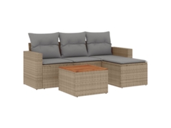 Maison Exclusive - Juego De Sofás Jardín Con Cojines Beige Mezcla 5 Pzas Ratán Pe