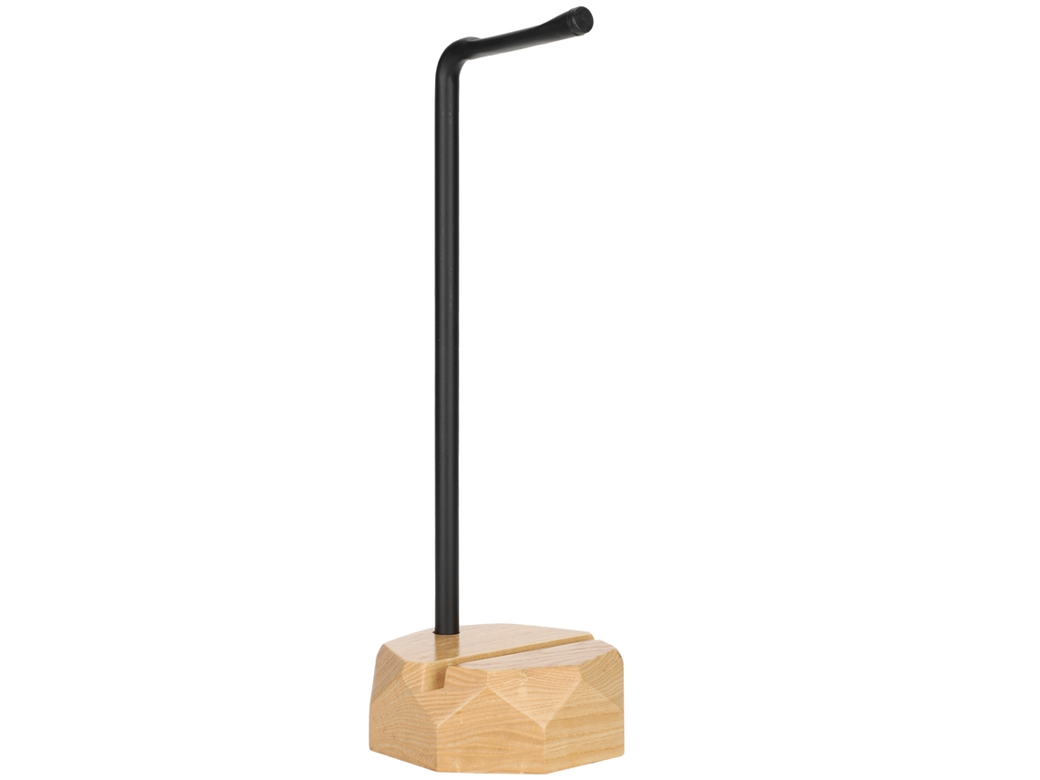 Soporte Para Auriculares De Madera Maciza Con Base De Metal Y Silicona Para Uso De Escritorio.
