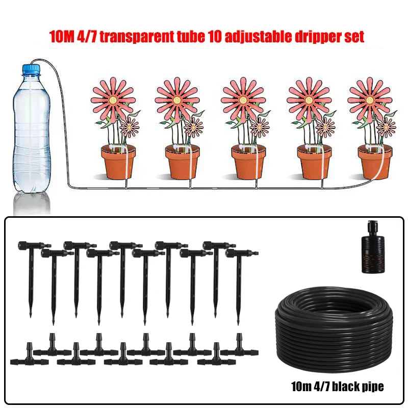 Kit de irrigação MDUG para vasos, economizador de água, mangueira de 10 metros, 10 reguladores | MDUG