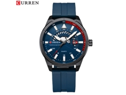 Reloj Deportivo De Cinta Azul Para Hombre, Reloj De Pulsera Creativo De Cuarzo Con Diseño Calado, Reloj Casual Con Calendario.