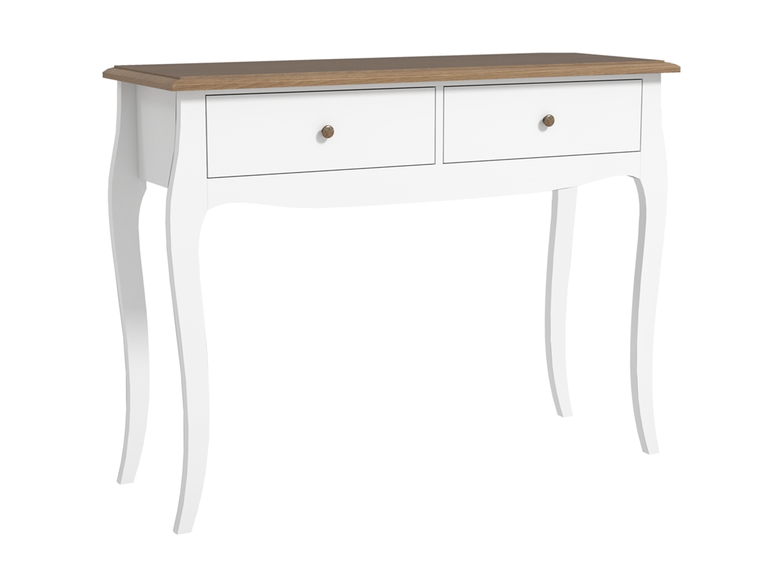 VPMKP - Homcom mesa consola de entrada con 2 cajones estilo francés para pasillo, dormitorio y sala de estar 100x35x76,5 cm blanca y marrón oscuro