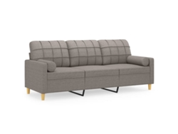 Maison Exclusive - Sofá de 3 plazas + cojines, decorativo, 180 cm, tela gris-marrón