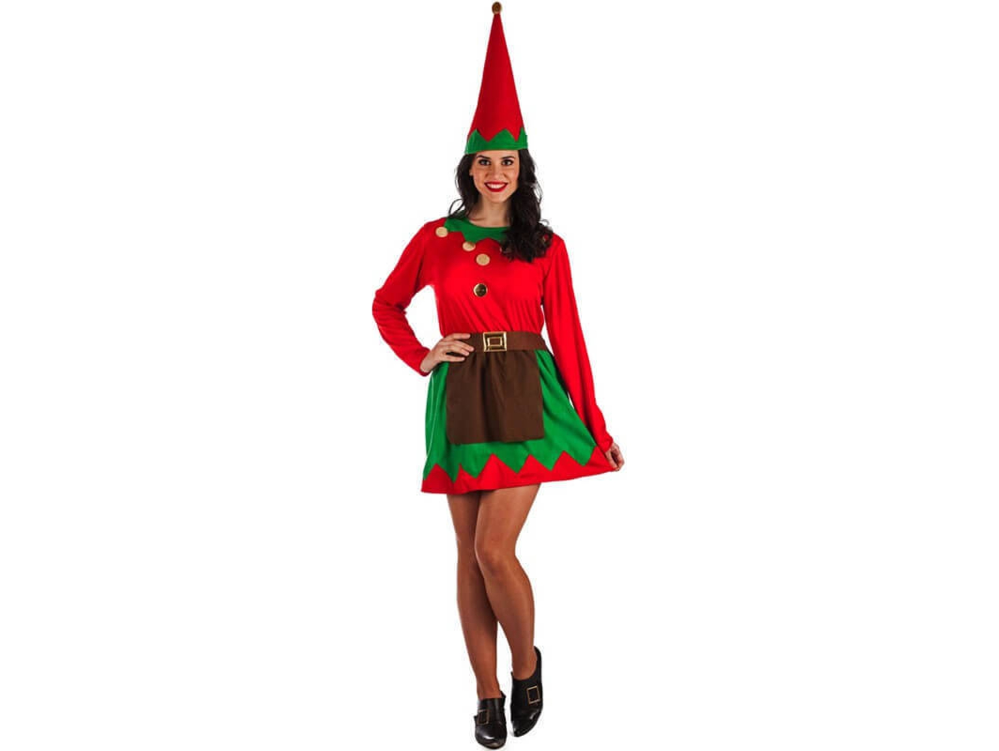 Disfraz de Mujer DISFRAZZES Elfa Roja Y Verde (Talla: Talla Universal)