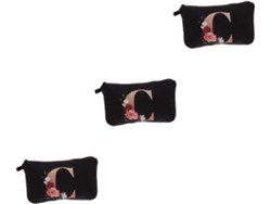 Neceser Portátil De 3 Piezas Con Estampado Dorado, Estuche De Viaje Para Cosméticos Y Artículos De Mujer.