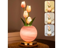 Lámpara de mesa nocturna Eifson con flor de tulipán artificial, recargable y con control táctil (rosa)