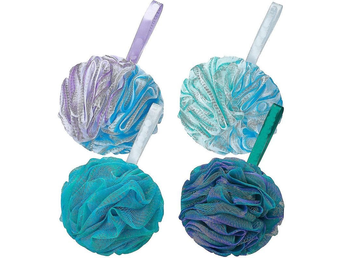 Paquete De 4 Bolas De Esponja De Lufa Para Baño, 60 G/unidad, Para Gel De Ducha, Baño, Hombres Y Mujeres, Color Flor.